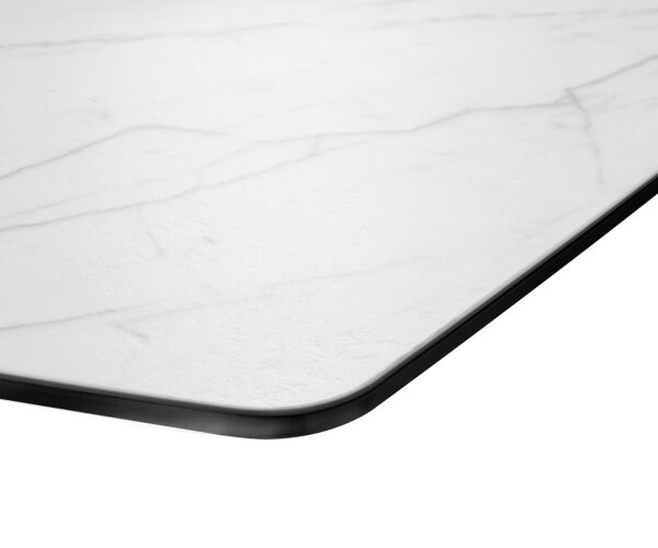 Jídelní stůl Edge zaoblená 200x100cm Laminam® keramika bílá podnož plochá ocel černá - Image 6