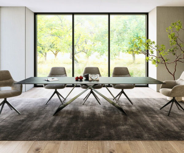 Jídelní stůl Edge 300x100cm Laminam® keramika šedá podnož ve tvaru "V" černá - Image 2