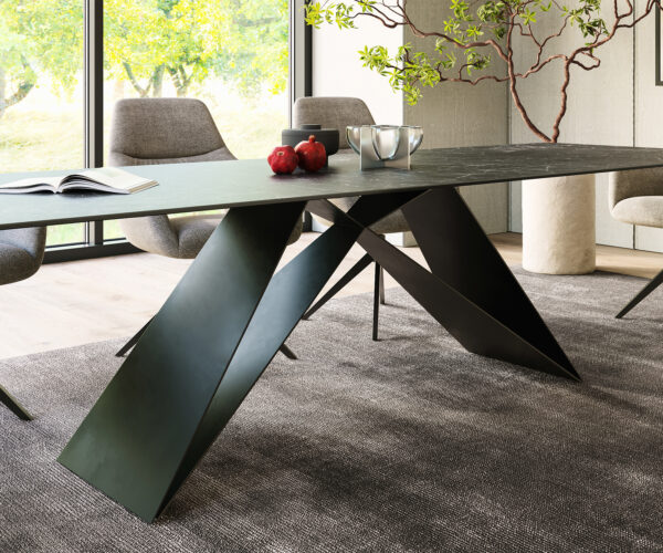 Jídelní stůl Edge 300x100cm Laminam® keramika šedá podnož ve tvaru "V" černá - Image 7