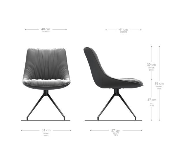 Jídelní židle Elda-Flex strukturovaná tkanina antracitová křížová podnož zúžená černá - Image 6