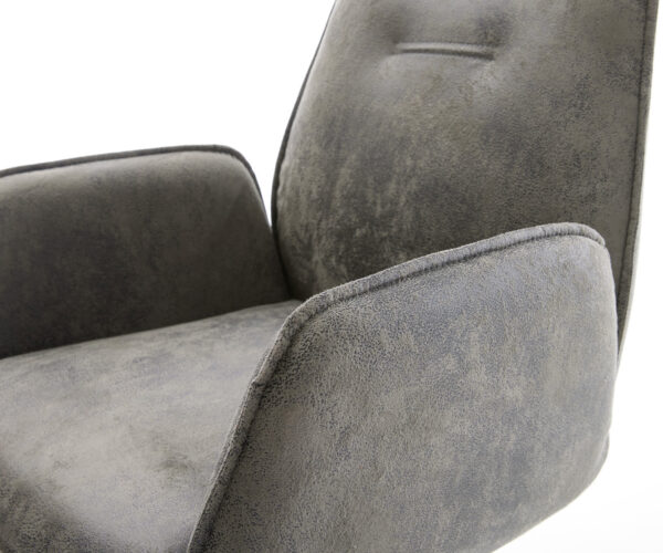 Otočná židle Zoa-Flex šedá vintage mikrovlákno dřevěná podnož hranatá - Image 4