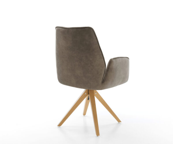 Otočná židle Zoa-Flex taupe vintage mikrovlákno dřevěná podnož hranatá - Image 5