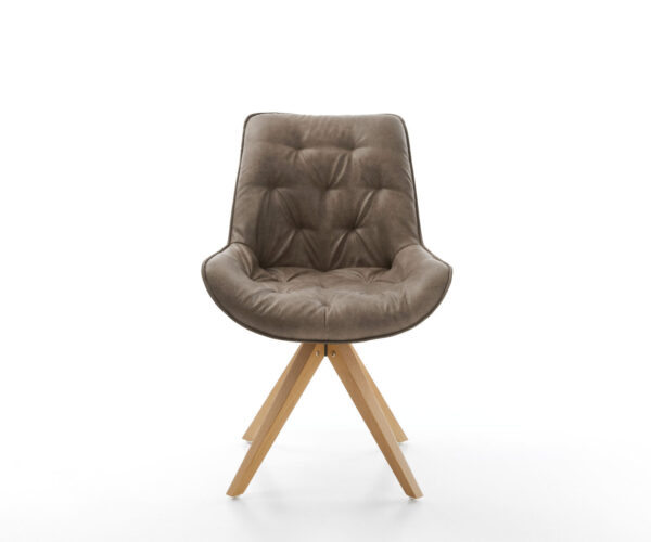 Otočná židle Taimi-Flex taupe vintage mikrovlákno dřevěná podnož hranatá - Image 2