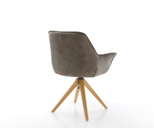 Otočná židle Kaira-Flex taupe vintage mikrovlákno dřevěná podnož hranatá - Image 5