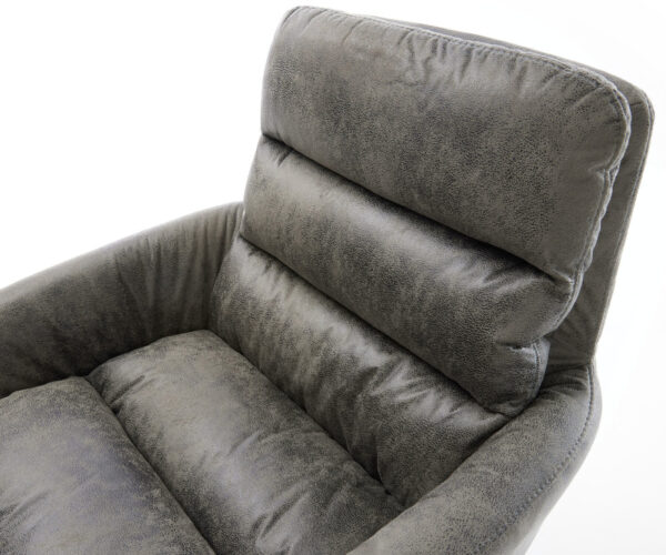Otočná židle Abelia-Flex s područkami šedá vintage mikrovlákno dřevěná podnož hranatá - Image 4