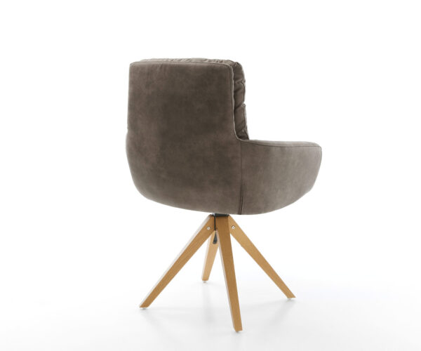 Otočná židle Abelia-Flex s područkami taupe vintage mikrovlákno dřevěná podnož hranatá - Image 5
