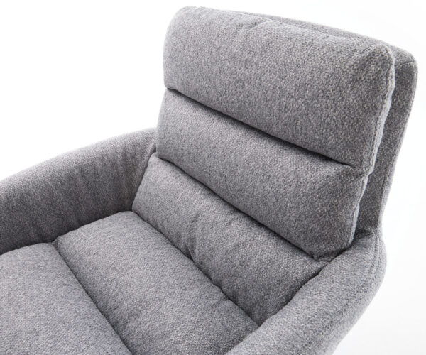 Otočná židle Abelia-Flex s područkami světle šedá strukturovaná tkanina dřevěná podnož - Image 4
