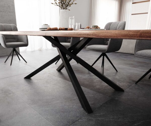 Jídelní stůl Edge 300x100 XL akácie hnědá křížová podnož černá - Image 7