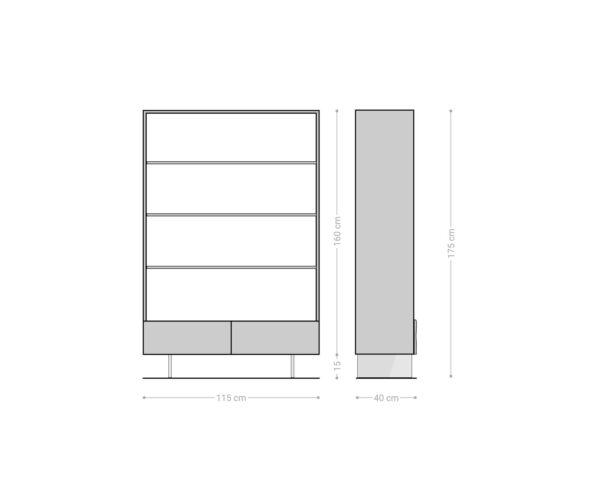 Regál New Live-Edge 115x150 cm akácie přírodní 2 zásuvky skleněná podnož závěsný - Obrázek 6