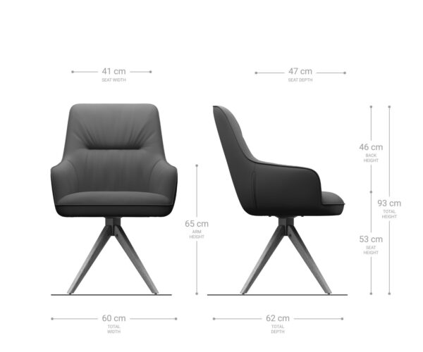 Jídelní židle Zelia-Flex dřevěná podnož hranatá samet šedá - Image 6