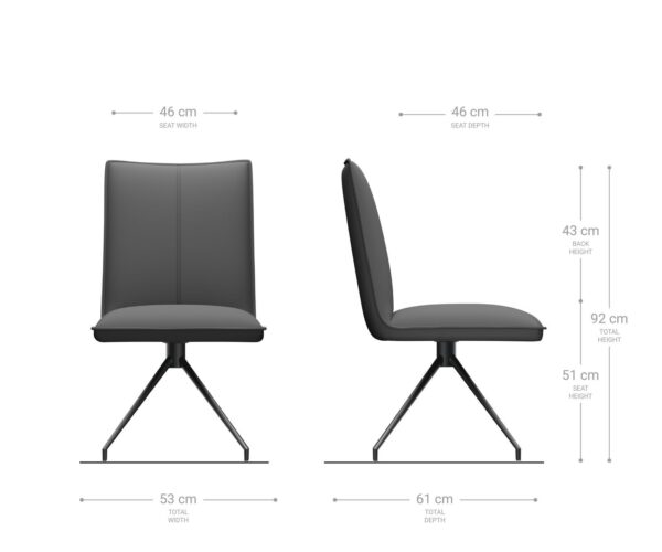 Jídelní židle Lelio-Flex křížová podnož zúžená nerezová ocel samet šedá 180° - Image 6