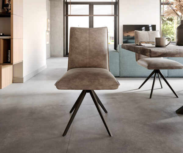 Otočná židle Lelio-Flex křížová podnož široká černá mikrovlákno taupe 360° - Image 2