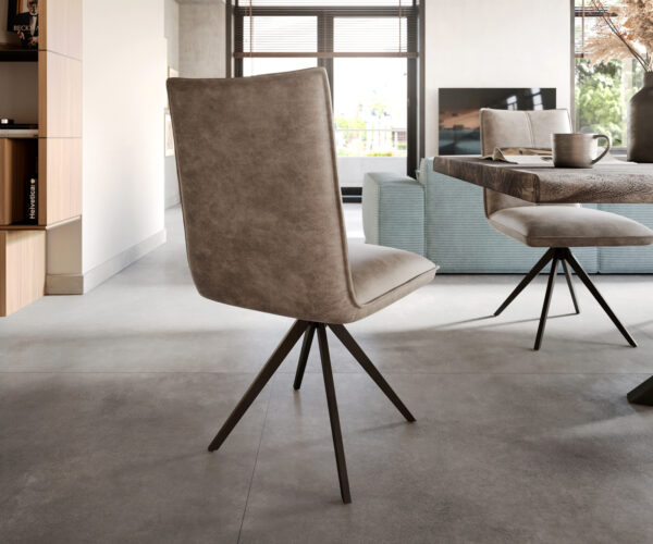 Otočná židle Lelio-Flex křížová podnož široká černá mikrovlákno taupe 360° - Image 5