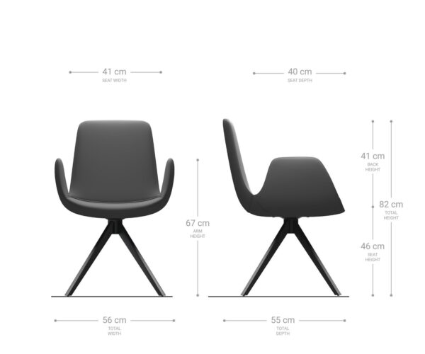 Otočná židle Ilia-Flex s područkami křížová podnož hranatá černá mikrovlákno béžová 180° - Image 6