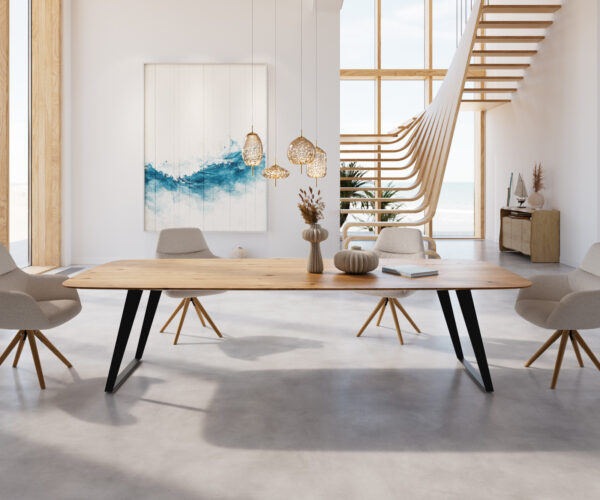 Jídelní stůl Edge 300x100 cm zaoblená přírodní dub švýcarská hrana - Image 2