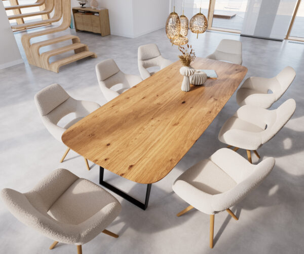 Jídelní stůl Edge 300x100 cm zaoblená přírodní dub švýcarská hrana - Image 4