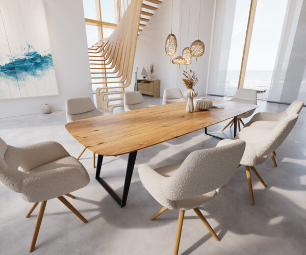 Jídelní stůl Edge 300x100 cm zaoblená přírodní dub švýcarská hrana - Image 6