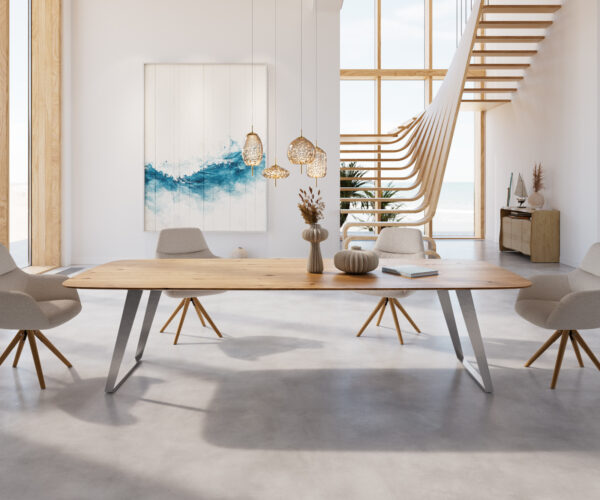 Jídelní stůl Edge 300x100 cm zaoblená přírodní dub švýcarská hrana - Image 2