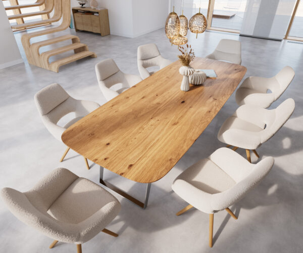 Jídelní stůl Edge 300x100 cm zaoblená přírodní dub švýcarská hrana - Image 4