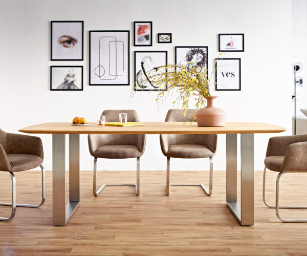Jídelní stůl Edge 200x100 cm zaoblená přírodní dub švýcarská hrana - Image 5