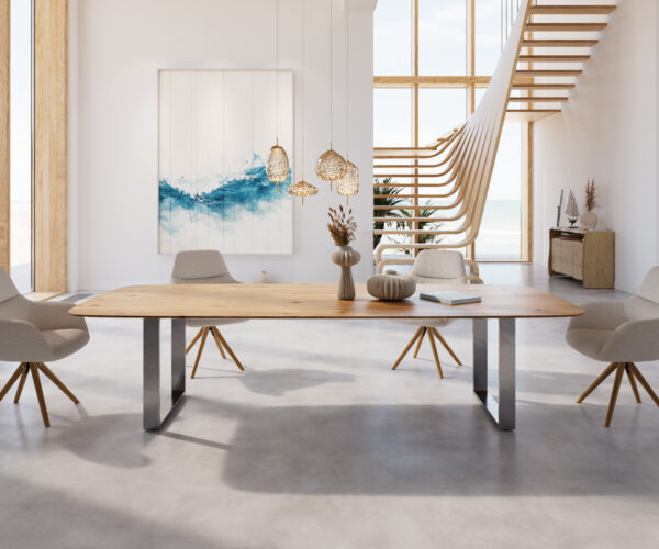 Jídelní stůl Edge 300x100 cm zaoblená přírodní dub švýcarská hrana - Image 2