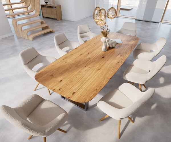 Jídelní stůl Edge 300x100 cm zaoblená přírodní dub švýcarská hrana - Image 4