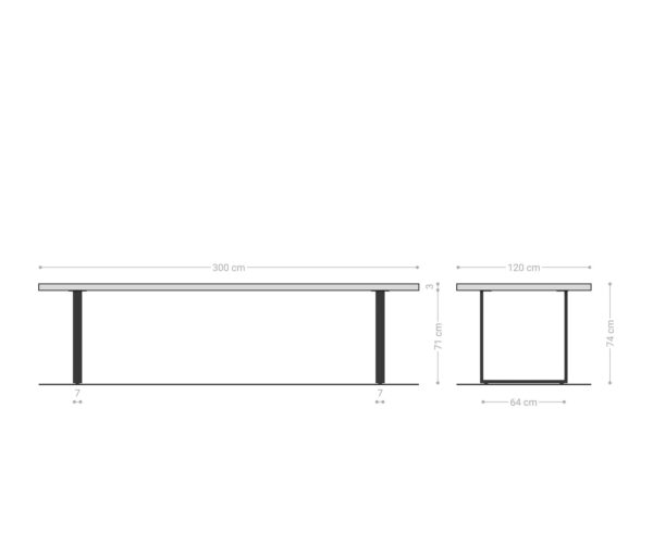 Jídelní stůl Edge 300x100 cm zaoblená přírodní dub švýcarská hrana - Image 7