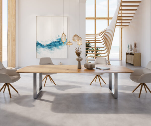 Jídelní stůl Edge 300x100 cm zaoblená přírodní dub švýcarská hrana - Image 2