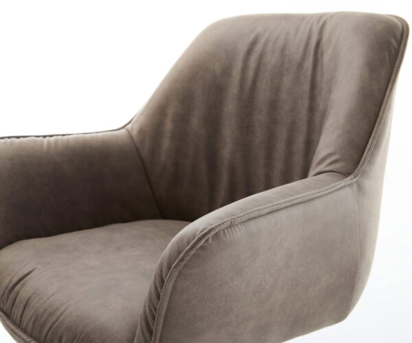 Jídelní židle Keila-Flex s područkami taupe vintage křížová podnož široká černá 360° otočná - Image 4