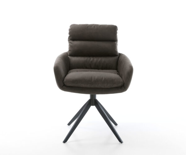 Jídelní židle Abelia-Flex s područkami antracitová vintage křížová podnož široká černá otočná o 360° - Image 2