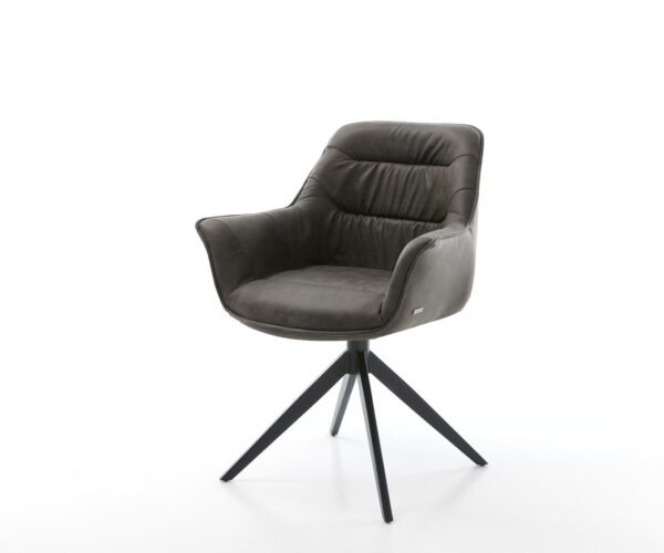 Jídelní židle Kaira-Flex antracitová vintage křížová podnož široká černá otočná o 360°