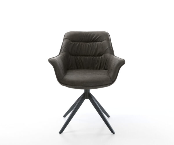 Jídelní židle Kaira-Flex antracitová vintage křížová podnož široká černá otočná o 360° - Image 2