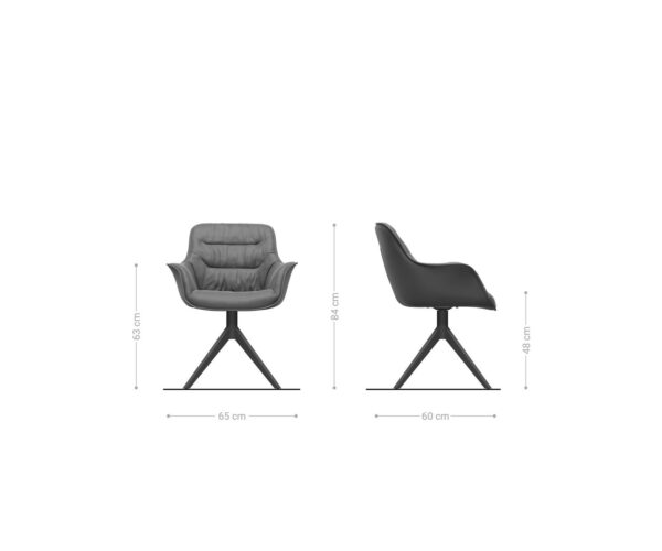 Jídelní židle Kaira-Flex antracitová vintage křížová podnož široká černá otočná o 360° - Image 6