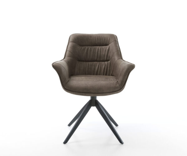Jídelní židle Kaira-Flex taupe vintage křížová podnož široká černá 360° otočná - Image 2