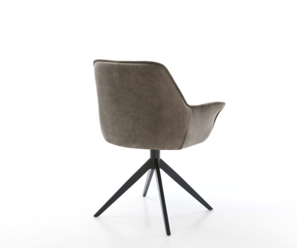 Jídelní židle Kaira-Flex taupe vintage křížová podnož široká černá 360° otočná - Image 5