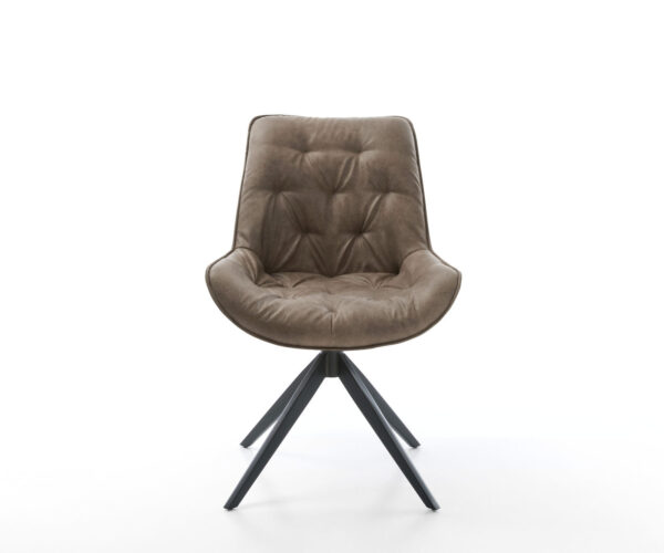 Jídelní židle Taimi-Flex taupe vintage křížová podnož široká černá 360° otočná - Image 2