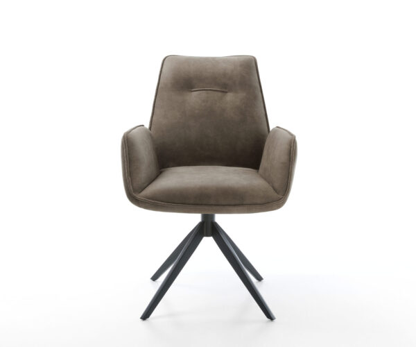Jídelní židle Zoa-Flex taupe vintage křížová podnož široká černá otočná o 360° - Image 2