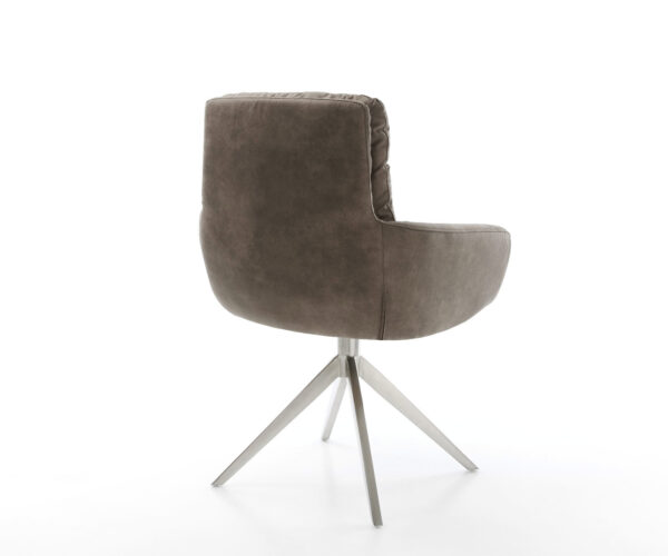 Jídelní židle Abelia-Flex s područkami taupe vintage křížová podnož široká nerezová ocel otočná o 360° - Image 5