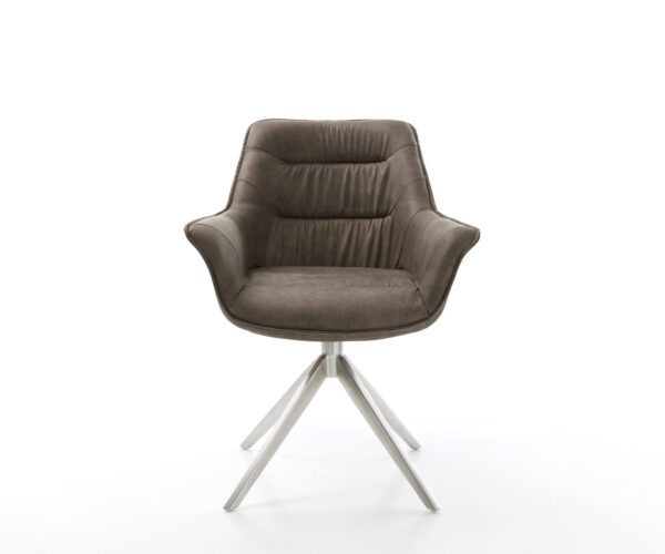 Jídelní židle Kaira-Flex taupe vintage křížová podnož široká nerezová 360° otočná - Image 2