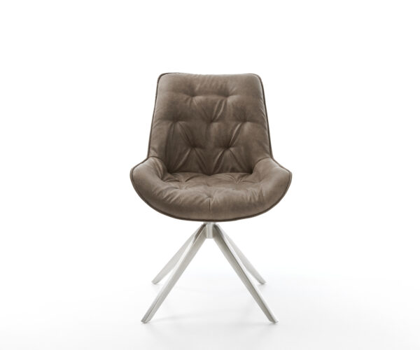 Jídelní židle Taimi-Flex taupe vintage křížová podnož široká nerezová 360° otočná - Image 2