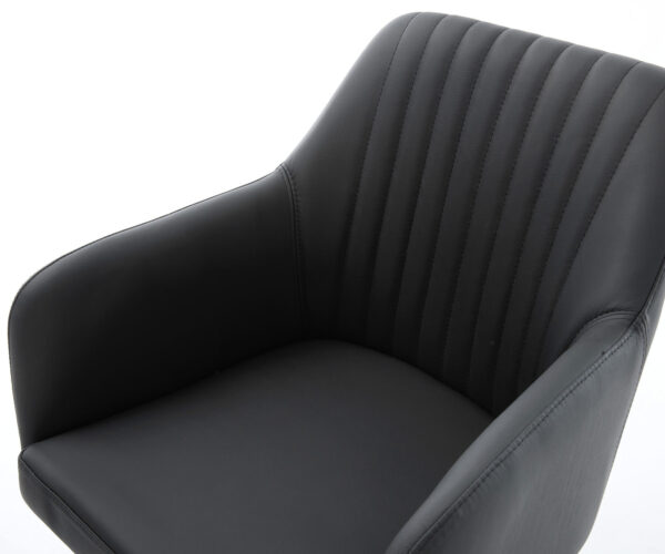 Jídelní židle Greg-Flex pravá kůže černá křížová podnož široká nerezová 360° otočná - Image 4