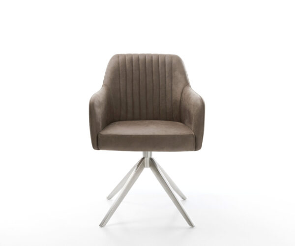 Jídelní židle Greg-Flex taupe vintage křížová podnož široká nerezová 360° otočná - Image 2