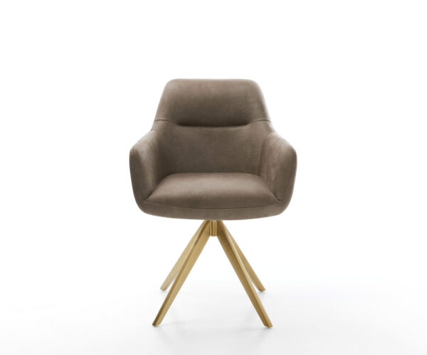 Jídelní židle Pejo-Flex taupe vintage křížová podnož hranatá zlatá otočná o 180° - Image 2