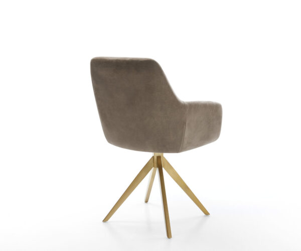 Jídelní židle Pejo-Flex taupe vintage křížová podnož hranatá zlatá otočná o 180° - Image 5