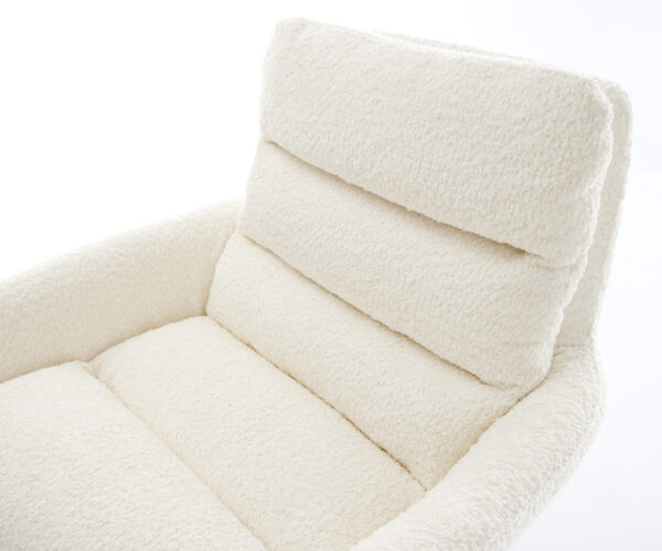 Jídelní židle Abelia-Flex s područkami bouclé bílá křížová podnož zúžená černá 180° otočná - Image 4