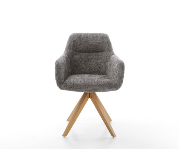 Otočná židle Pejo-Flex dřevěná podnož hranatá bouclé šedá 180° - Image 2