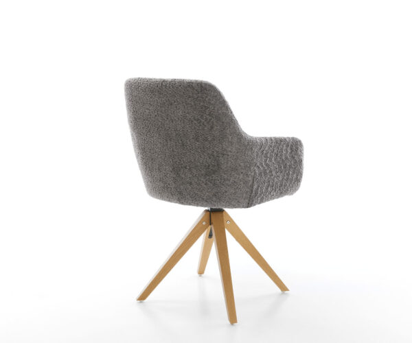Otočná židle Pejo-Flex dřevěná podnož hranatá bouclé šedá 180° - Image 5