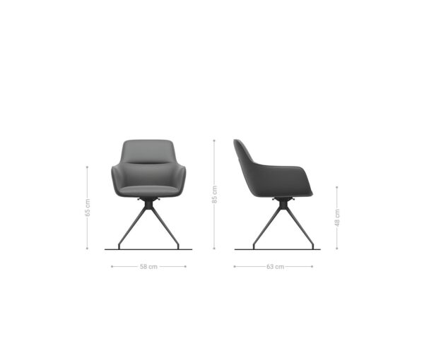 Jídelní židle Pejo-Flex bouclé bílá křížová podnož zúžená černá otočná o 180° - Image 6