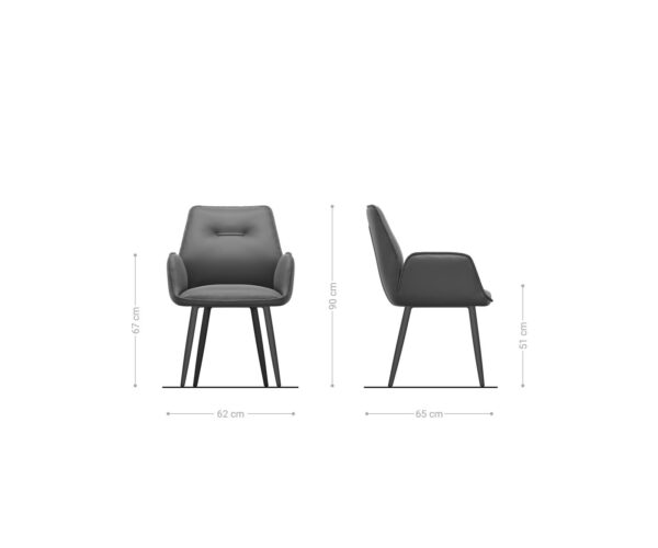 Jídelní židle Zoa-Flex manšestr stříbrno-šedá podnož zúžená černá - Image 6