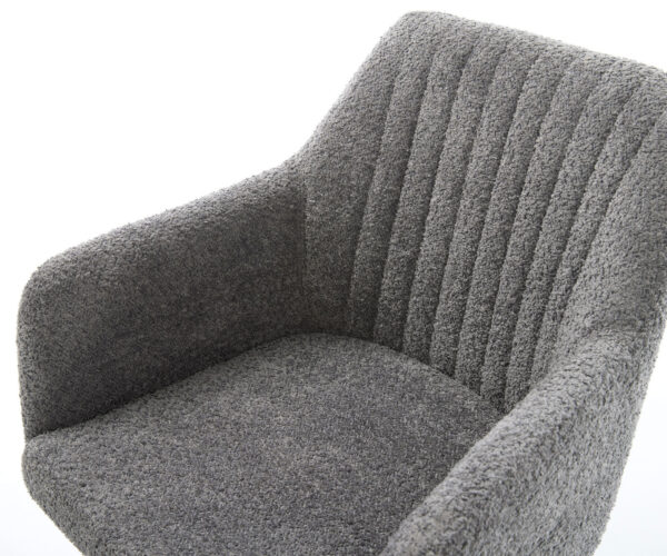 Jídelní židle Greg-Flex bouclé šedá křížová podnož zúžená černá otočná o 180° - Image 4